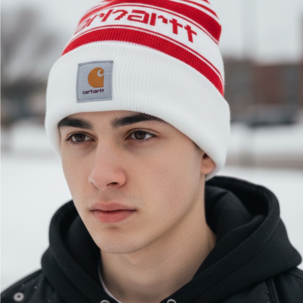 NEW Carhartt Red and White Beanie